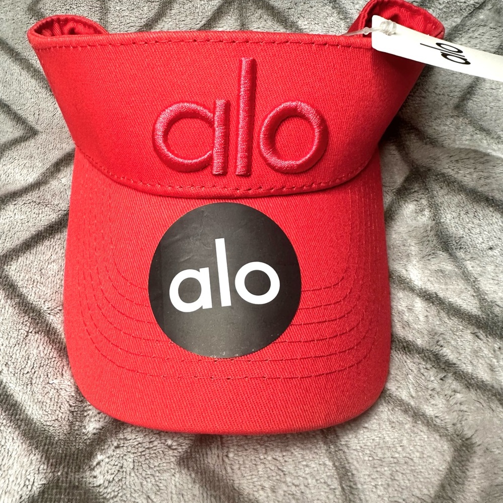 ALO Yoga Coral Red Embroidered Visor